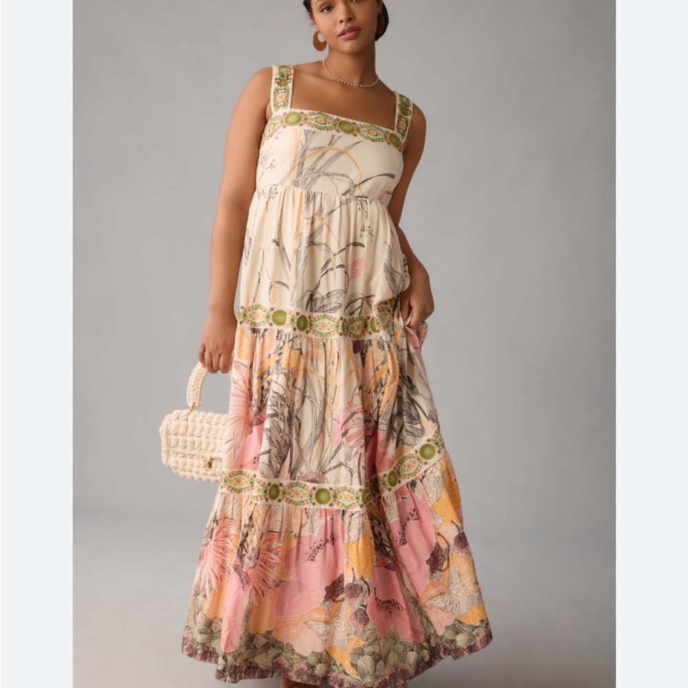 Anthropologie Square-Neck Floral Maxi Dress, size L